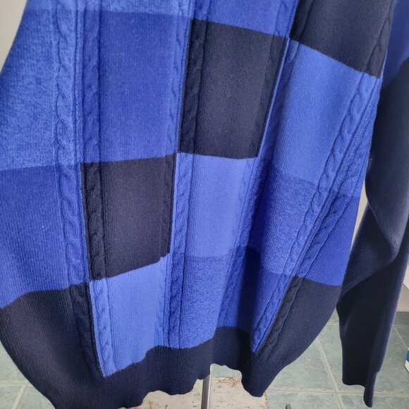 NWT – Clan Douglas Men’s Blue Checkerboard Crew Neck Cashmere Sweater (Size: XL) - Picture 9 of 14